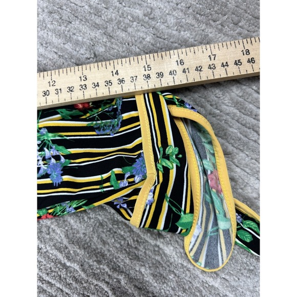 Liz McCoy Womens Blouse Medium Green Floral Stretch V-Neck 3/4 Sleeve - Picture 6 of 11